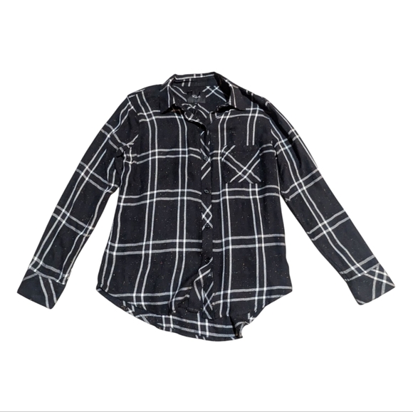 New Rails Hunter Plaid Rainbow Speckled Black White Flannel Button Up Shirt XS - Picture 1 of 10